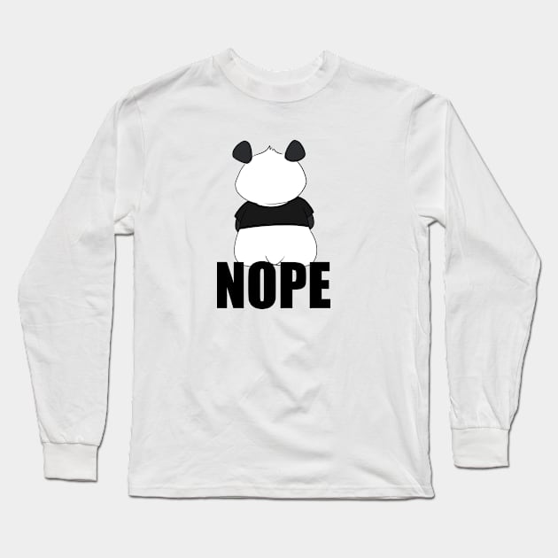 Nope Mood Funny Panda Long Sleeve T-Shirt by Band of The Pand